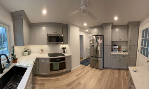 Panoramic view of a remodeled kitchen by Howe Lumber in East Brookfield, MA