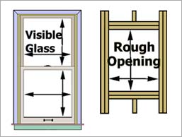3D image showing the visible glass and rough opening of a wall window